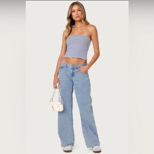 Edikted Light Blue Women's Wide Leg Jeans